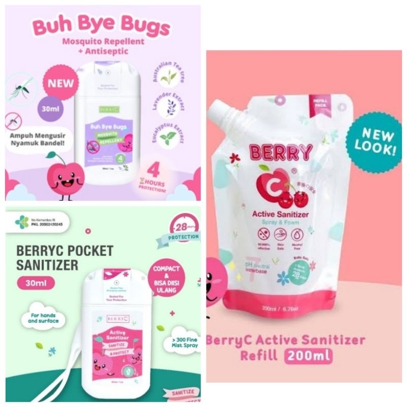 Berry C Sanitizer Pocket Antiseptic Tangan Antiseptik Alat Makan Anti Kuman - BerryC Bye Bye Bug Anti Nyamuk Serangga Anak Bayi &amp; Dewasa Obat Nyamuk Spray