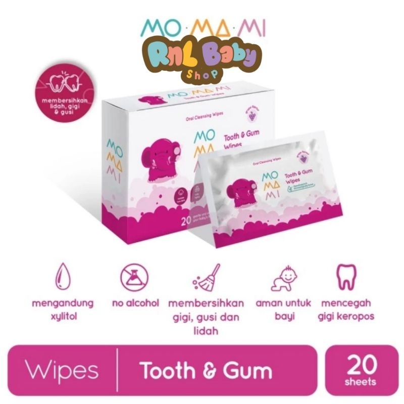 Momami Tooth &amp; Gum Wipes Isi 20 Sachet/Tisu Basah Gigi dan Gusi Bayi