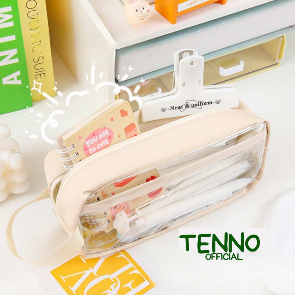 

TENNO Kotak Pensil Lucu Transparant Tempat Alat Tulis Box Makeup Multifungsi Kapastias Besar Waterproof Anti Air Estetik Aesthetic Warna Pastel Macaroon