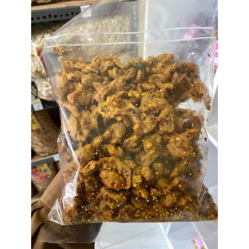 

Kripik kulit ayam pedas kemasan repack 1kg