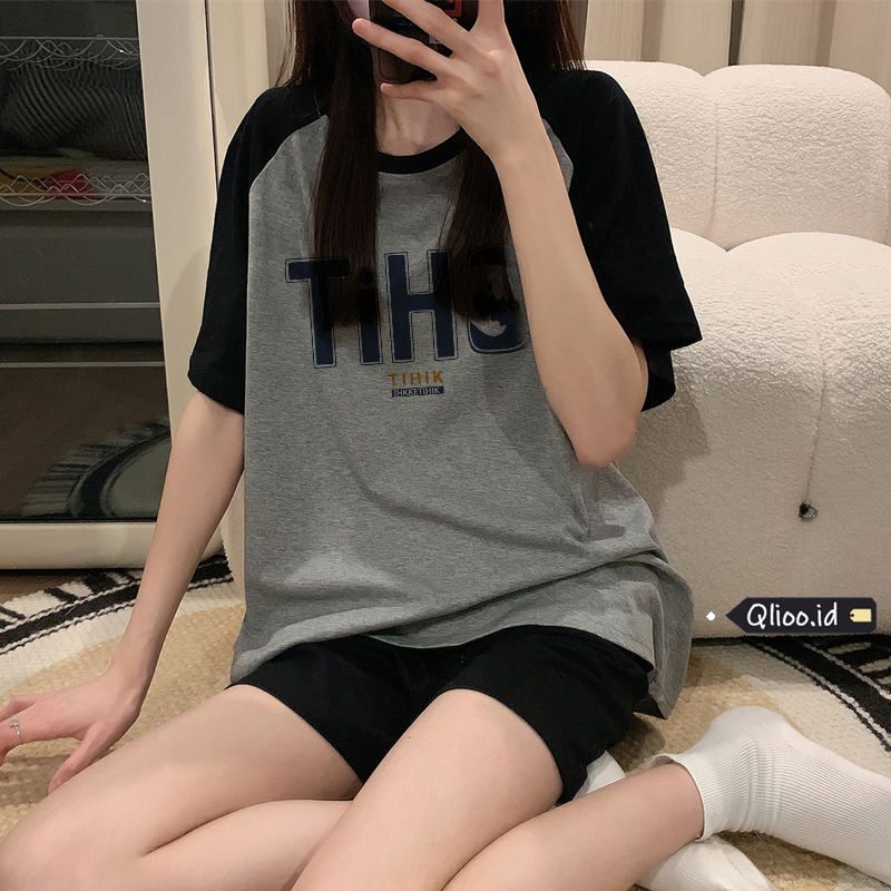 Print T-shirt Kaos Lengan Pendek Vintage Thik Printing Oversize Atasan Wanita Korean Style