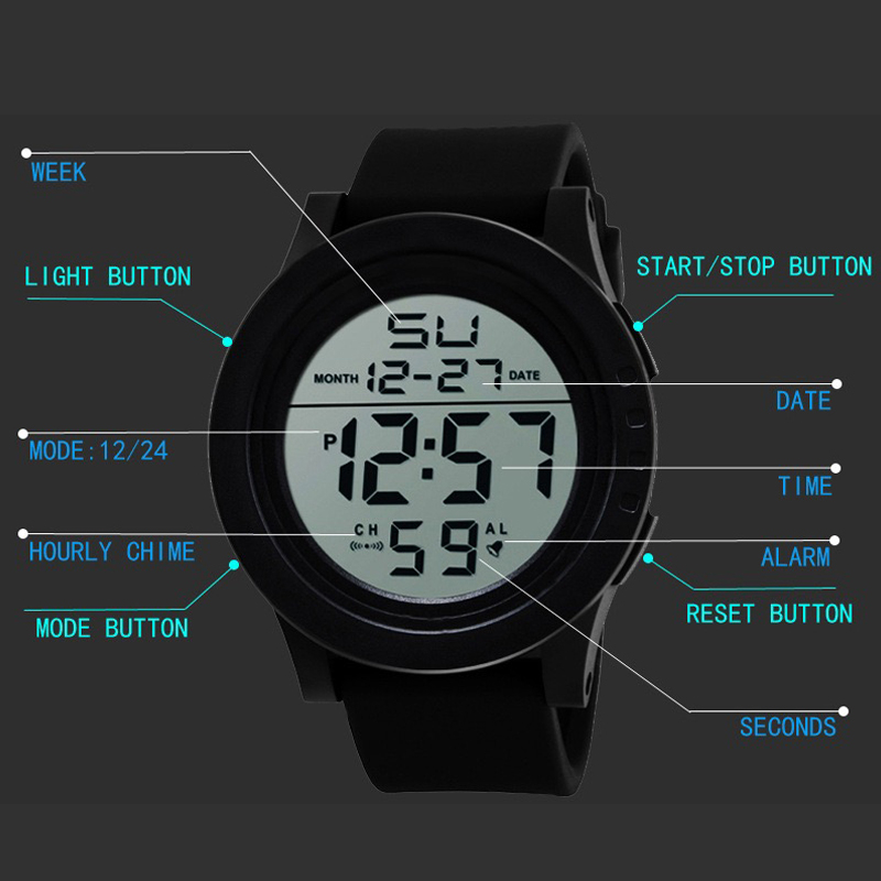 Jam Tangan Digital LED Watch Pria dan Wanita Gaya Sporty  Strap Rubber Fashion Trendy Import