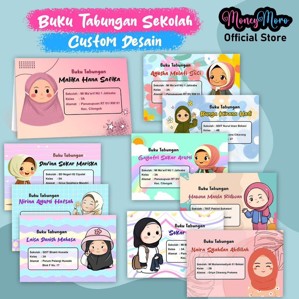 

MoneyMoro Buku Tabungan Sekolah Custom Desain 1-10