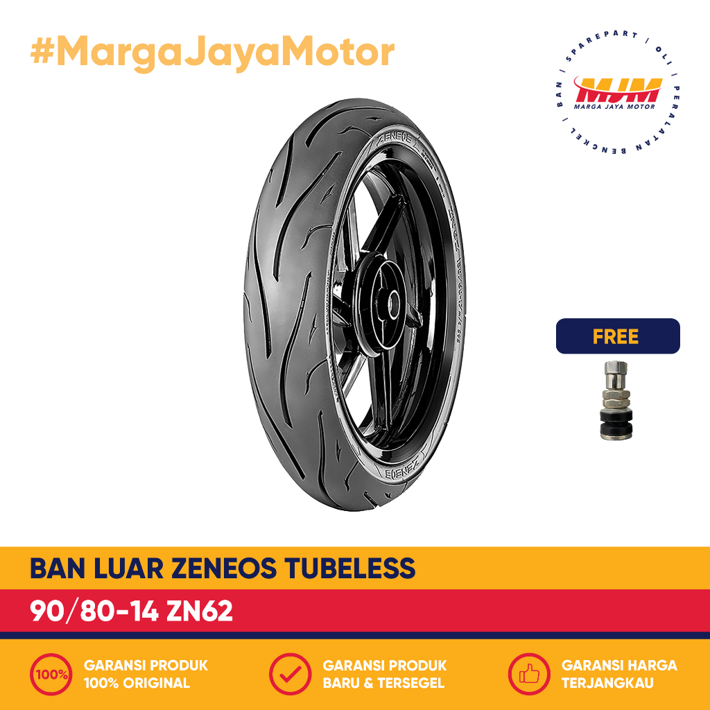 Ban Luar Zeneos ZN62 90/80-14 Tubeless Free Pentil