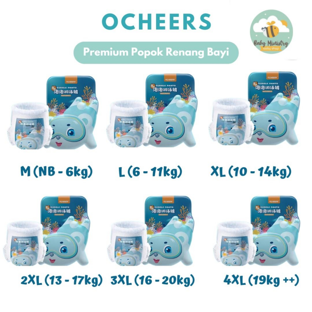OCHEERS - PREMIUM POPOK BERENANG ANAK / POPOK RENANG / SWIM PANTS / popok berenang / popok anti air / swim diaper / baby swimming pants / Nepia Genki Pants XL 26 / bubble diapers / ocean