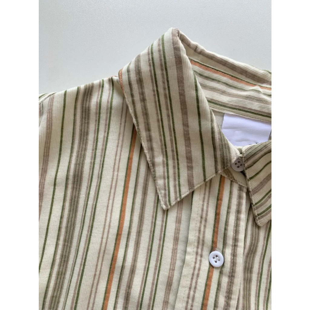 EUNII Korean Style Kemeja Kotak Lengan Panjang Blouses Wanita Atasan Loose Shirt
