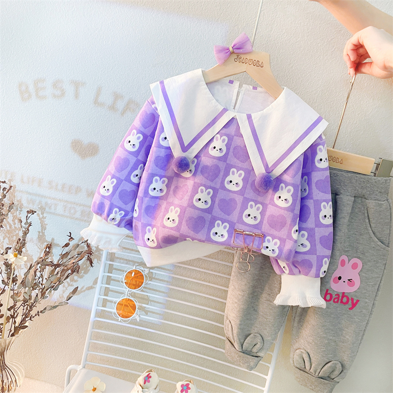 Setelan premium baju anak perempuan MOTIF BABY BUNNY usia 6 bulan - 5 tahun / pakaian lengan panjang lucu