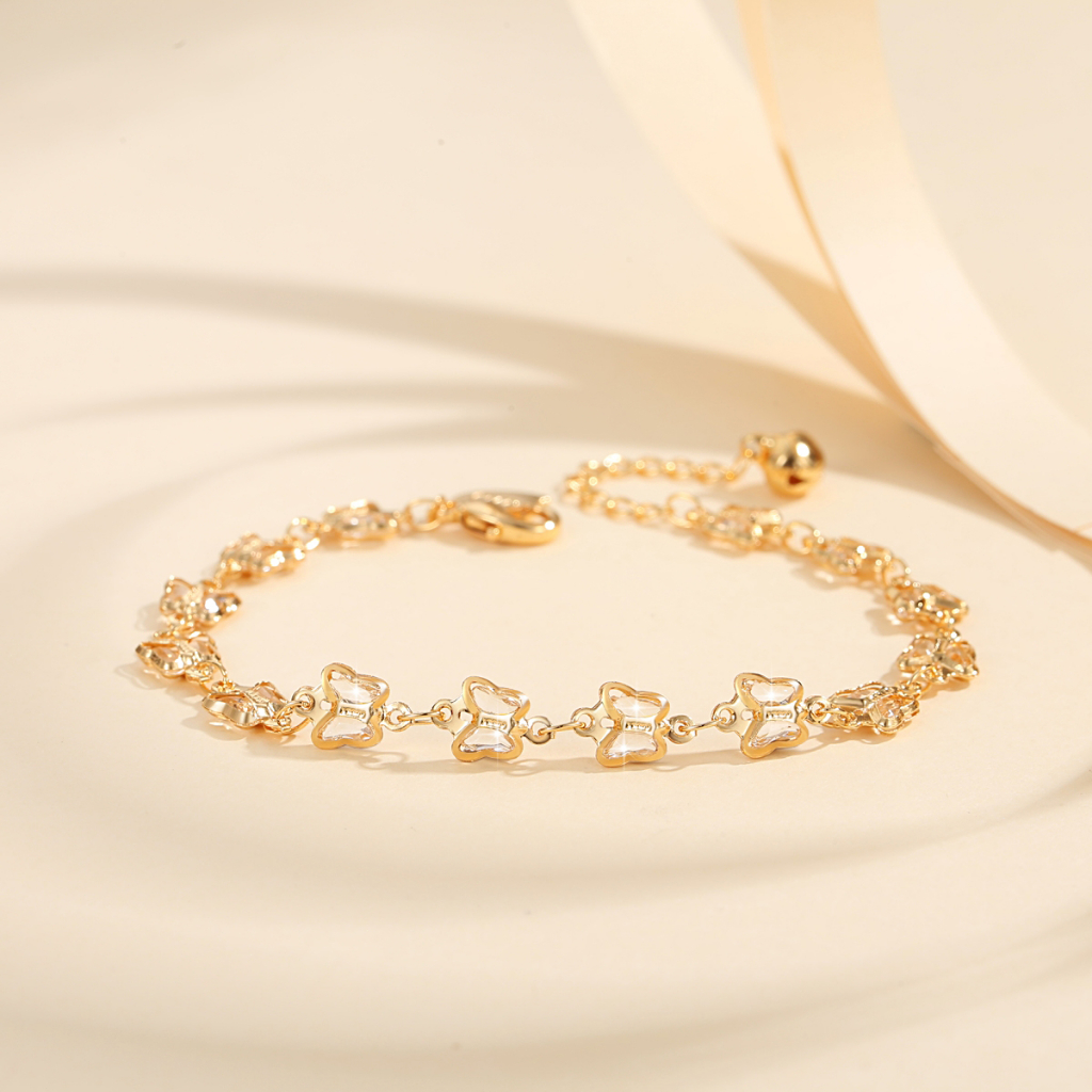 Y142 [COD✔] Gelang Dekorasi Kupu-kupu Mewah Wanita Gelang Rantai Titanium Anti Luntur Bisa Disesuaikan