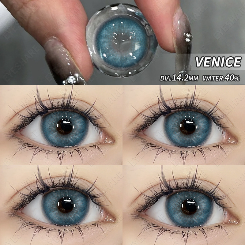 Softlens VENICE 14.2MM Gray Blue Lensa Kontak Big Eyes Blue Soflen Soflens Softlense Brown