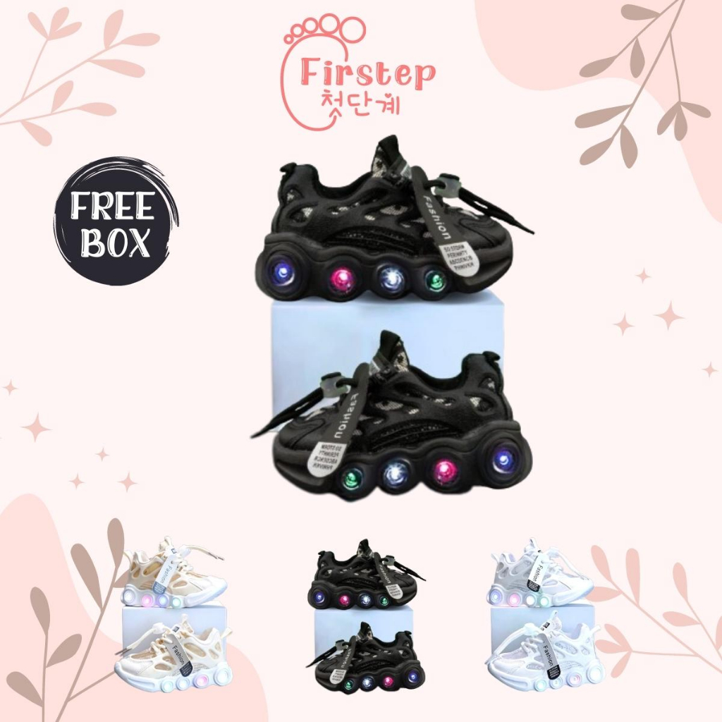 Sepatu Anak Perempuan Dan Laki Laki LED Import Sneaker Anak Usia 1-5 Tahun FS173