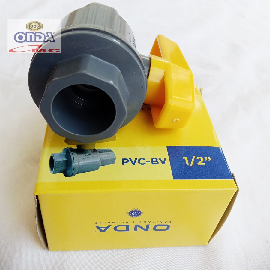 Ball Valve Bal Bol Brass Stop Kran Keran PVC 1/2 Inch ONDA PVCBV