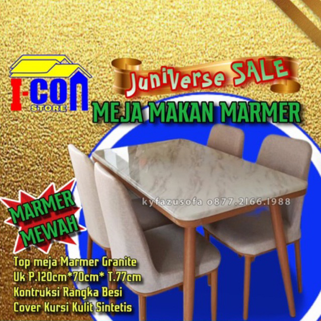 Importa Meja Makan Marmer Meja Cafe Restoran Meja makan besi retro