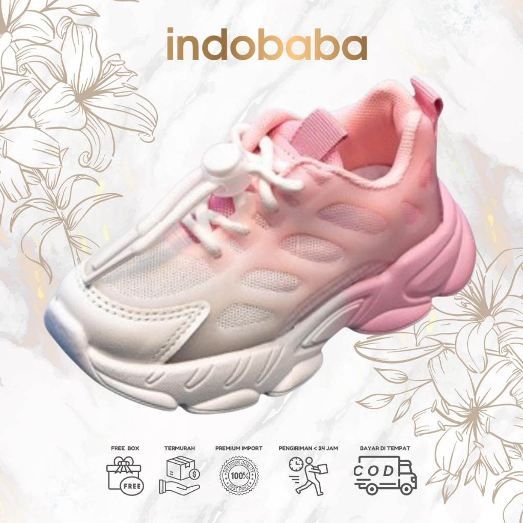 indobaba Sepatu Anak Perempuan Sneakers Anak Cooler Collection Import Size 21-25 S130