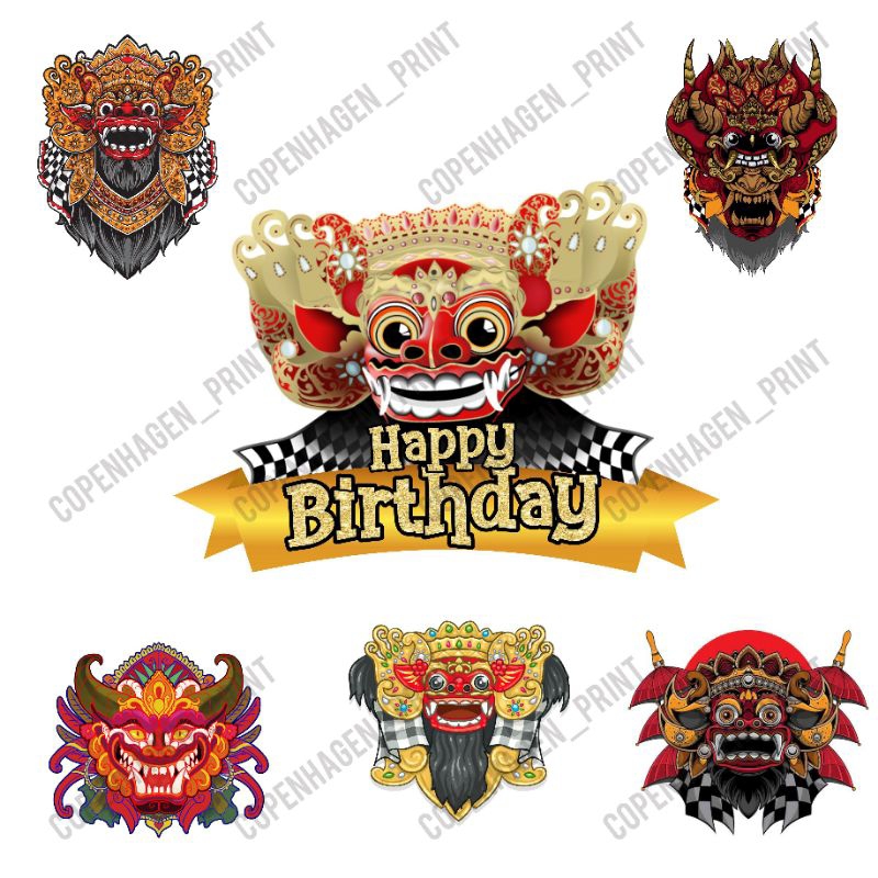 Topper Kertas BARONG BARONGAN Kue Ulang Tahun / Birthday Cake / hiasan kue/ tusuk kue | bebas custom