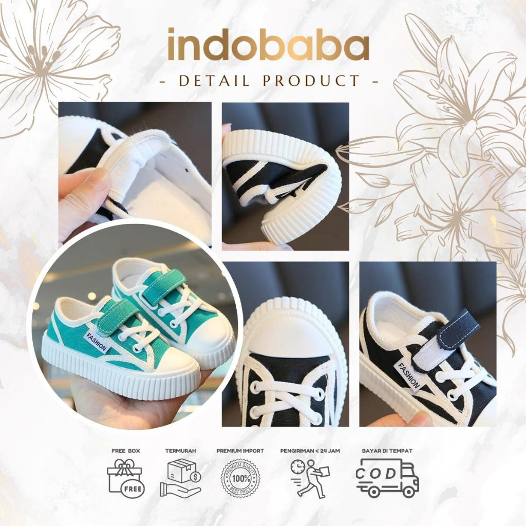 indobaba Sepatu Anak Perempuan Sneakers Anak Import Canvas Fashion 1-5 Tahun S150