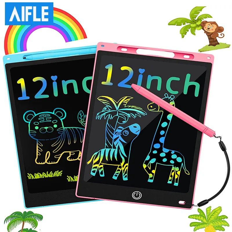 SL LCD WRITTING TABLET COLORFULL 12 INCH PAPAN TULIS ANAK WARNA DRAWING TABLET RAINBOW