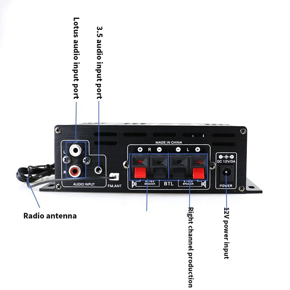 Penguat Daya Audio Bluetooth Car Power Amplifier 12V 800W - AK380 - Black