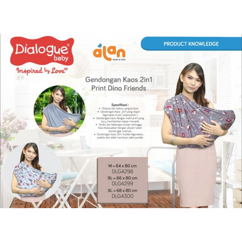 Dialogue DLG4300 Gendongan Kaos 2in1 Dino Uk. XL