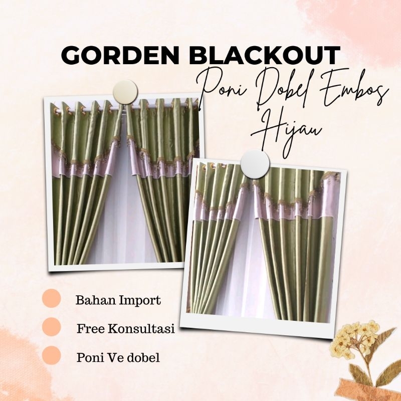 GORDEN BLACKOUT PONI DOUBLE EMBOS HIJAU CREM
