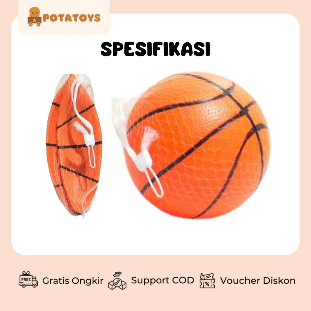 [ Potatoys ] Mainan Anak Bola Karet Semangka / Bola Karet Basket SNI Ukuran 25cm / Balon SNI Bahan Karet Tebal