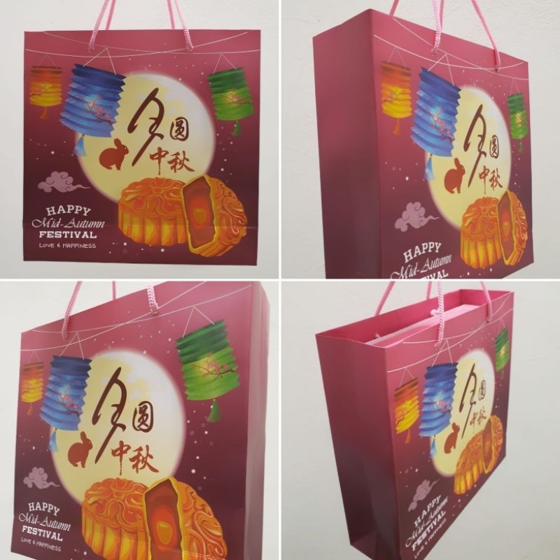 

PAPERBAG MOONCAKE UK. 22 x 22 x 7 cm " VIOLET RABBIT " ( 1 Pack isi 5pcs Paperbag )