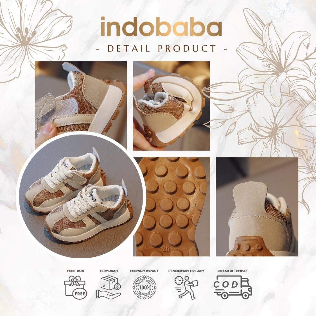 indobaba Sepatu Anak Perempuan Import Sneaker Anak Laki laki Import Usia 1-5 Tahun S180