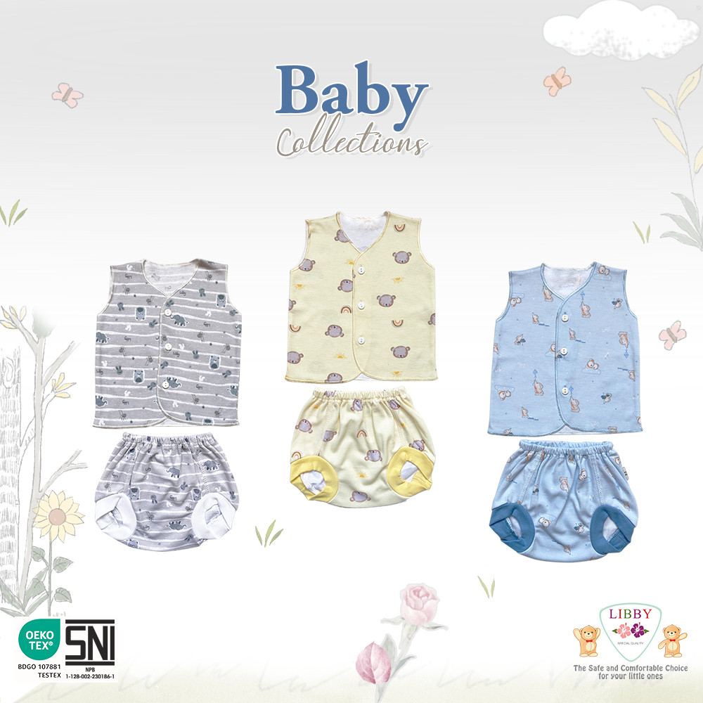 Libby Setelan Kutung / Libby Newborn 1 Pasang 0-3 dan 3-6 Bln / Libby Baby / Baju Bayi Libby Motif Terbaru