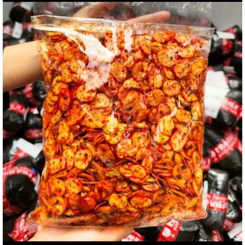 

seblak kerupuk kempelang bawang Netto 1kg pedas daun jeruk