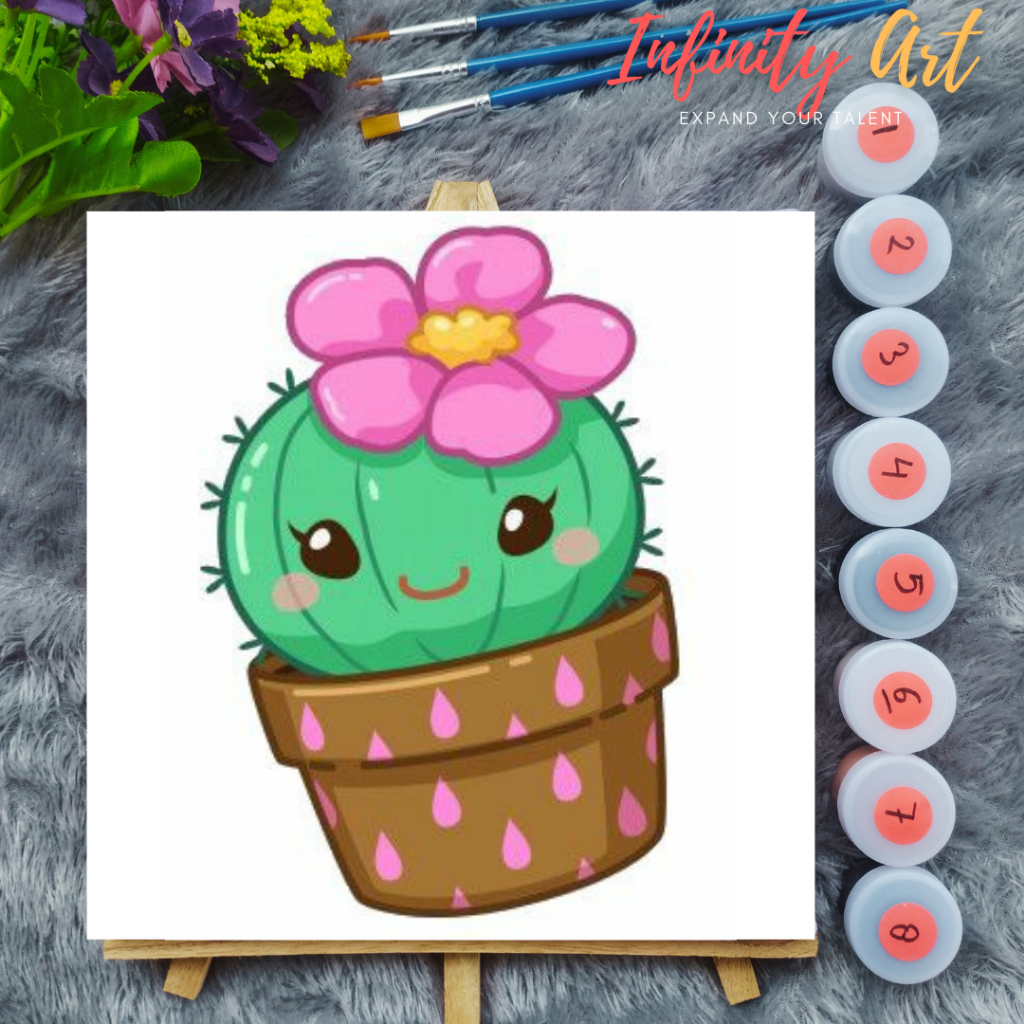 

Paint by Number Tanaman Nature Kaktus Cactus Daun - DIY Kit Melukis Kanvas 20x20 cm Lengkap Frame - Siap Lukis / Canvas Painting Kit