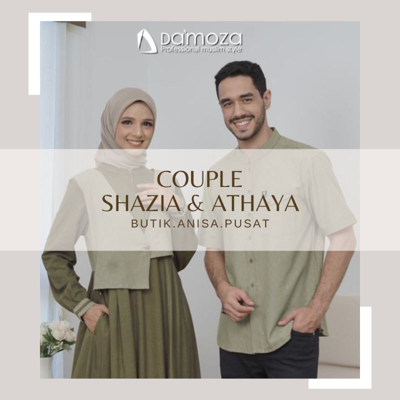 Couple Damoza Shazia dan Athaya Olive Green Gamis Shazia Koko Athaya