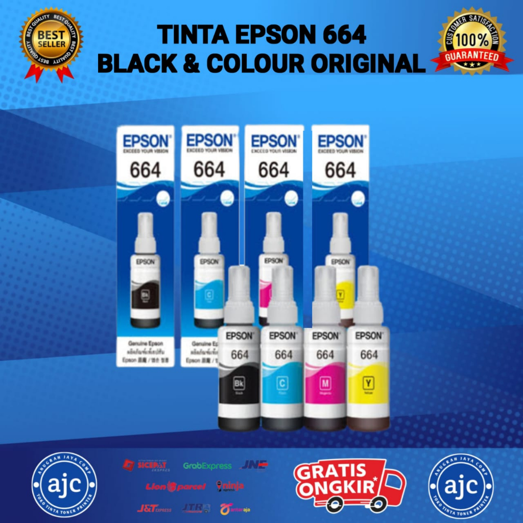 Tinta Botol 664/L100/T6641 (B/C/M/Y) Tinta Epson Original