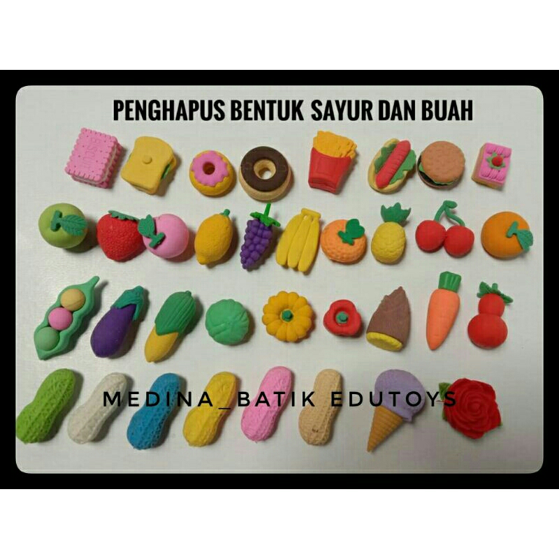 

penghapus unik buah dan sayur eraser bentuk buah dan sayur