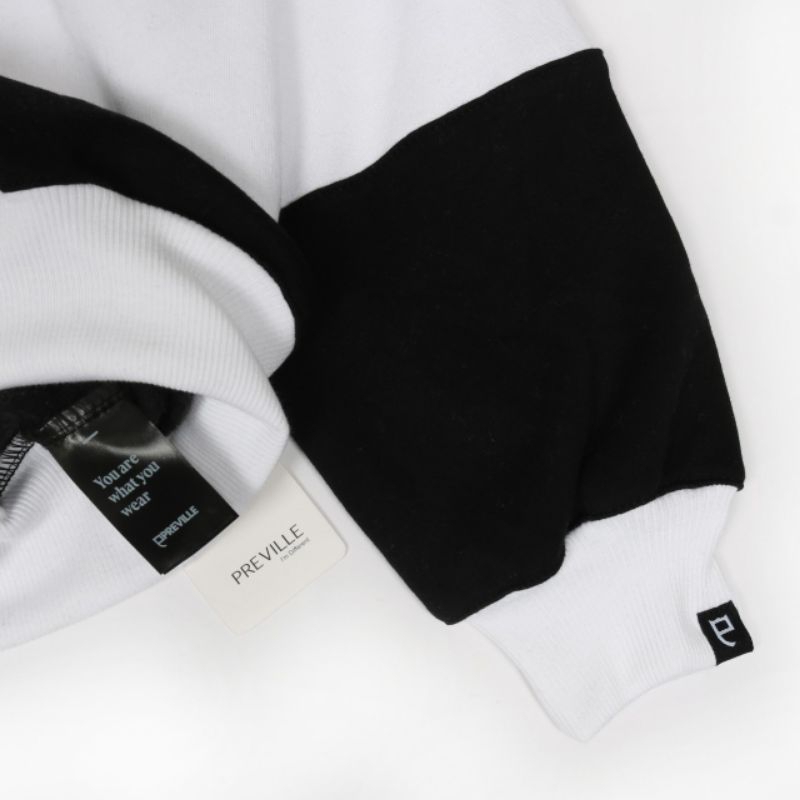 SWEATER RUGBY VINTAGE PREVILLE WHITE BLACK