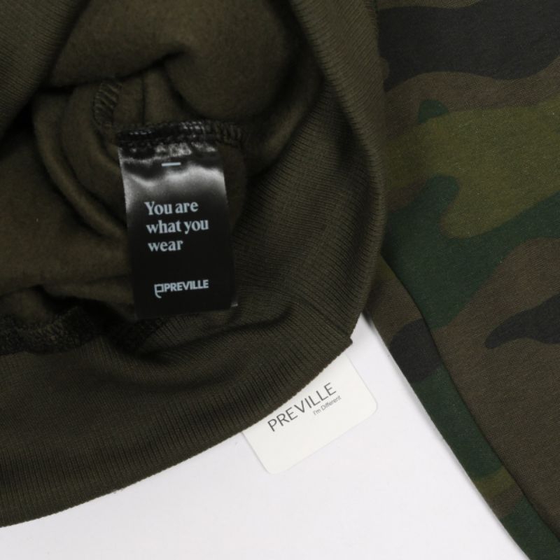 SWEATER HOODIE PREVILLE SUBSCRIPT CAMO ARMY