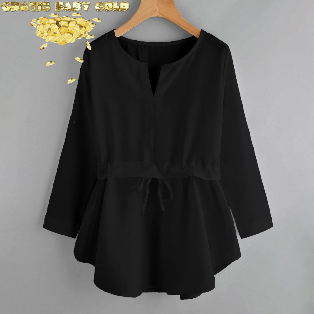 FREE GOLD Tunik Wanita Frily Crinkle Airflow Merupakan Atasan Kameja Cardigan Baju Blouse Polos Fash