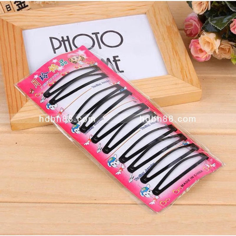 ( 1 Card isi 10 ) Jepitan Rambut TikTok TANGGUNG PINK / Jepit Tip TopHairclip / Hairpin Korea Fashion Isi 10Pcs