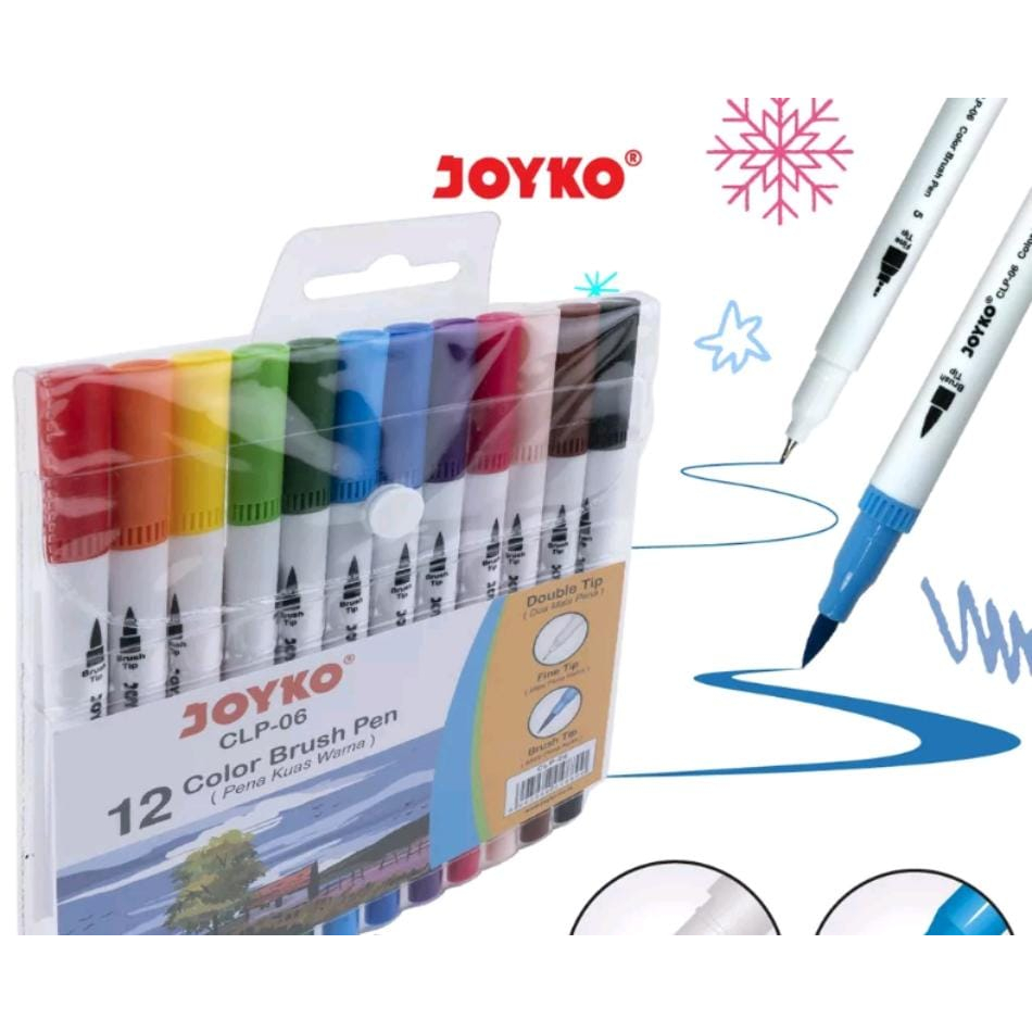 

Color Brush Pen / Pena Kuas Warna Joyko CLP-06 / 12 Warna