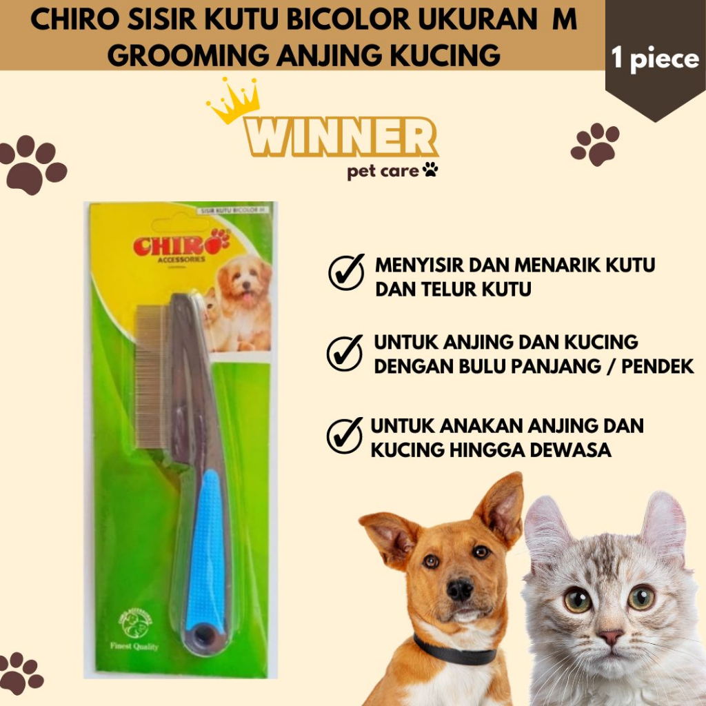 Chiro Sisir Kutu Bicolor Grooming Anjing Kucing Ukuran M