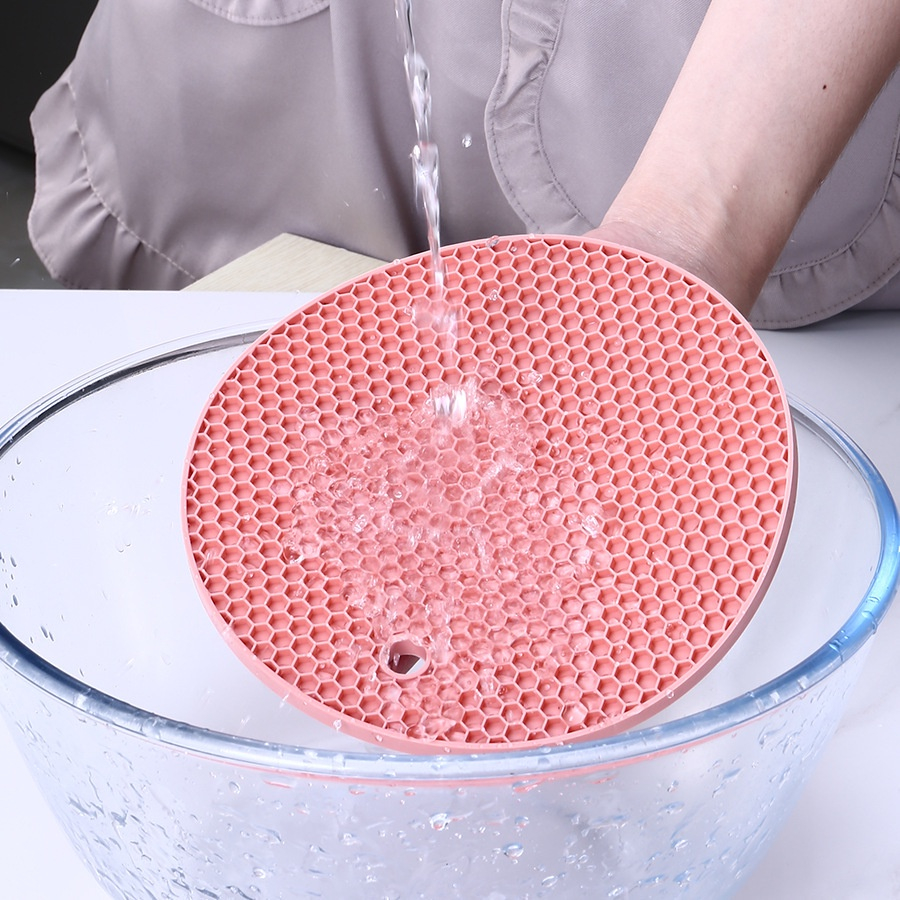 (CLASHOP)Tatakan Gelas / Tatakan Piring Panci Mangkok Silicone Anti Panas Tebal Bentuk Bulat Sarang Lebah