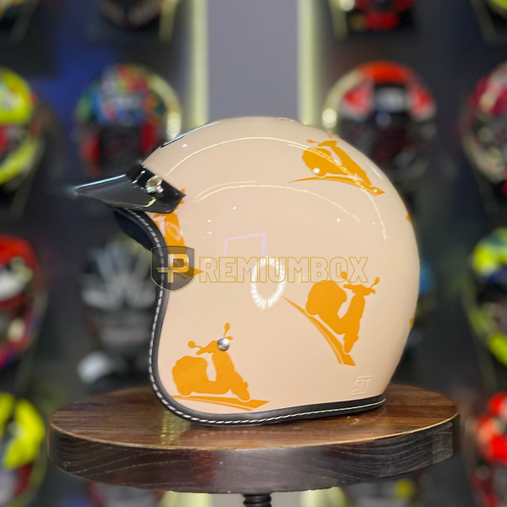 HELM BMC Buddy Scooter Cream Orange / HELM HALF / HELM RETRO / HELM MOTOR / HELM PET