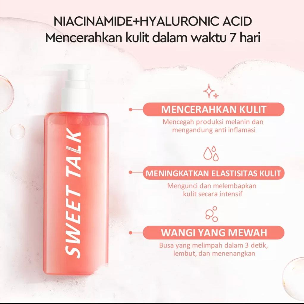 Glad2Glow Whitening Body Wash Shower Gel | Sabun Mandi Cair Mencerahkan Kulit dan Melembabkan kulit (Sweet Talk)