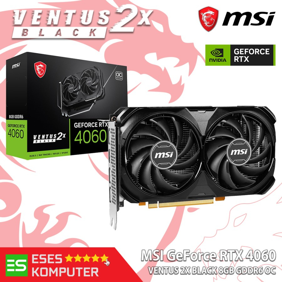 VGA MSI GeForce RTX 4060 VENTUS 2X BLACK 8G OC - 8GB GDDR6