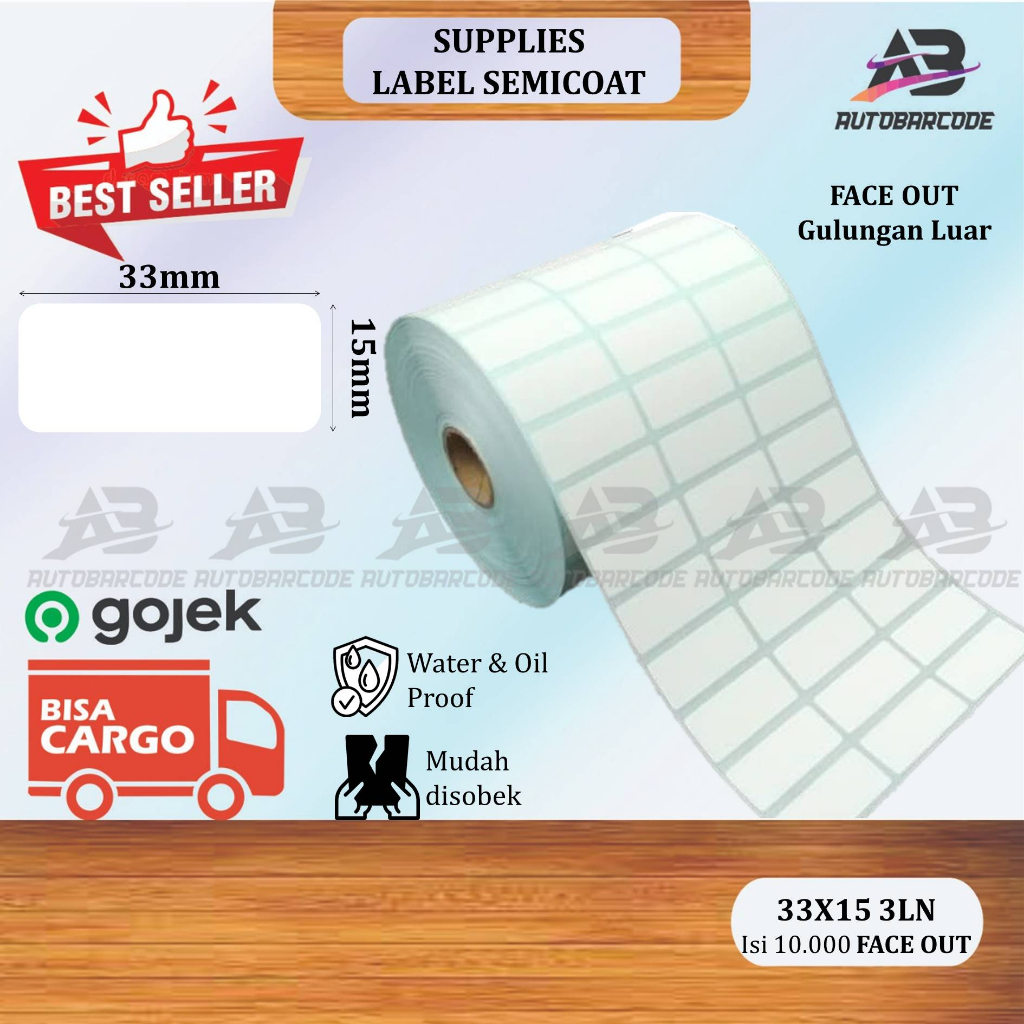 Stiker Barcode 3Line 33X15 Label Tipe Semicoated isi 10.000 Pcs Gap Sticker Harga Printer Transfer Tinta Ribbon Wax - 3 Line