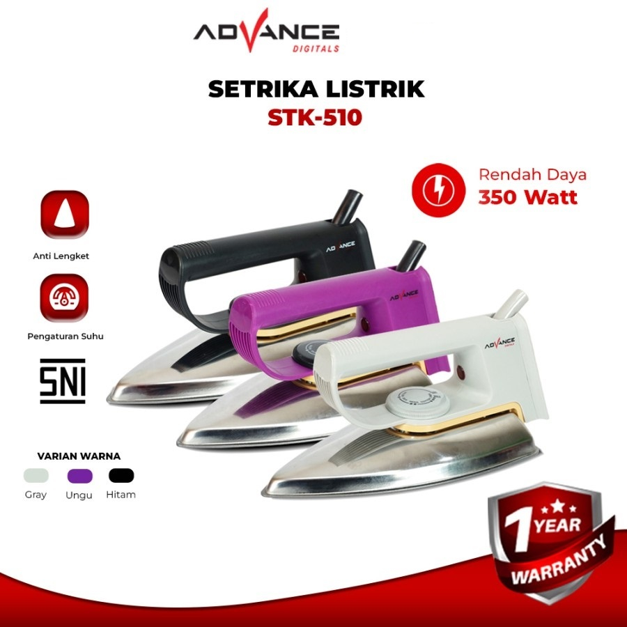 Advance Setrika Listrik (Dry Iron) Anti Lengket STK-510 - Random