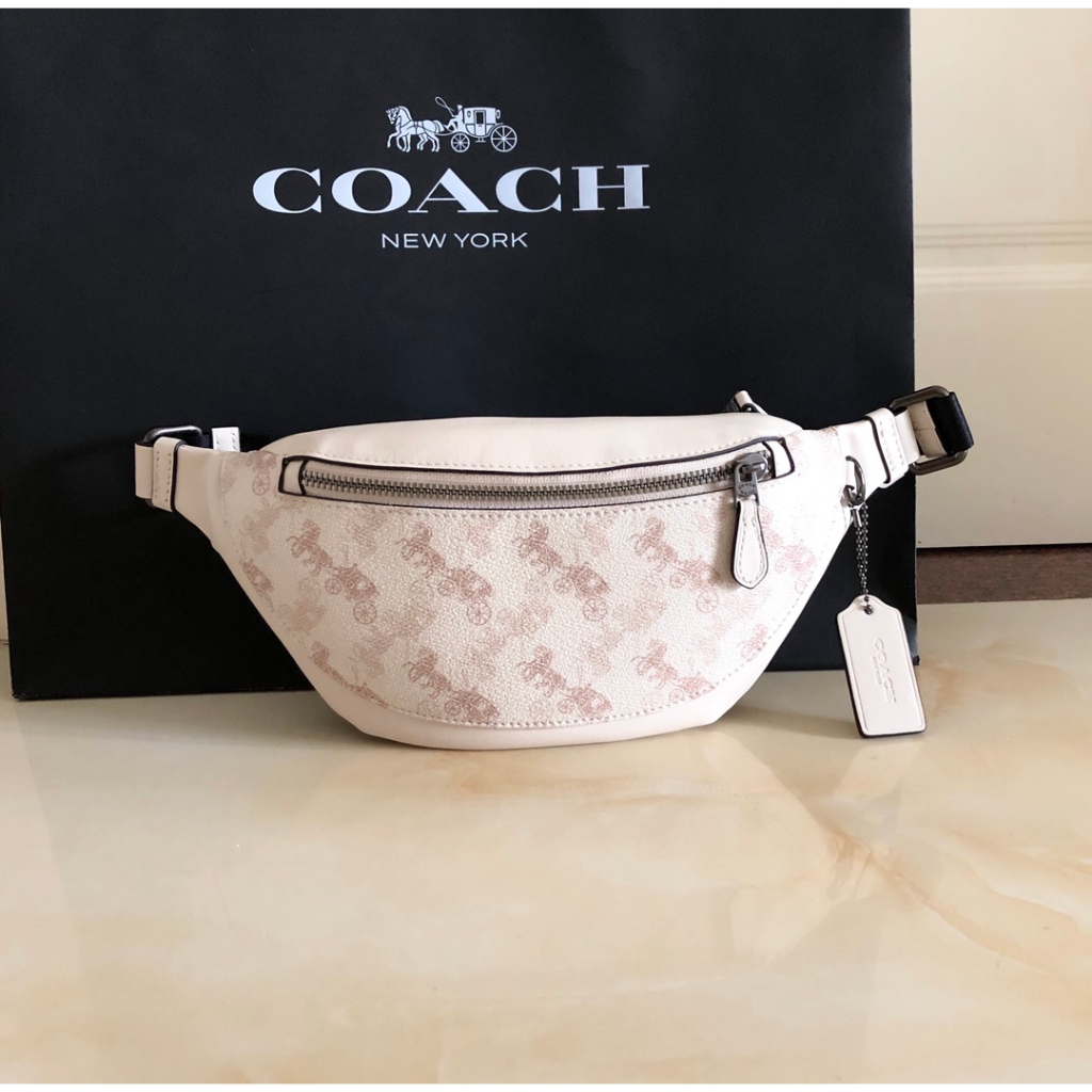 mini  Coach Original 376 New Unisex Chest Bag Chest Bag Cowhide Panel Horse Pulling Cart Pattern  yaobao