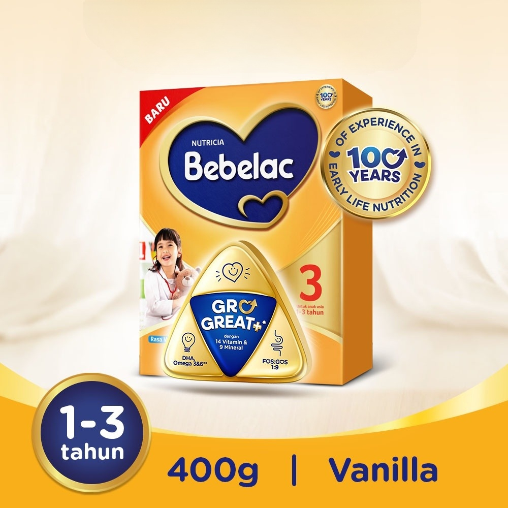[400 Gram] Bebelac 3 Rasa Vanila / Madu - Susu Pertumbuhan Bubuk 400 gr