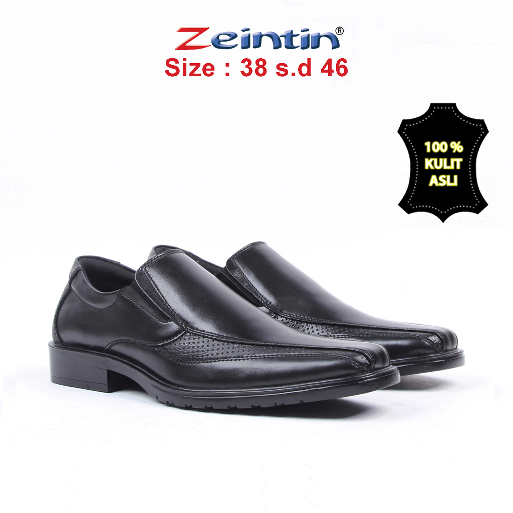 Zeintin - Sepatu Pantofel Sepatu Kulit Fantofel Pria Sepatu Formal Kuliah Kerja Kantor AJ Sepatu Pantofel Hitam Pria Formal Kantor Leather Swedian Premium