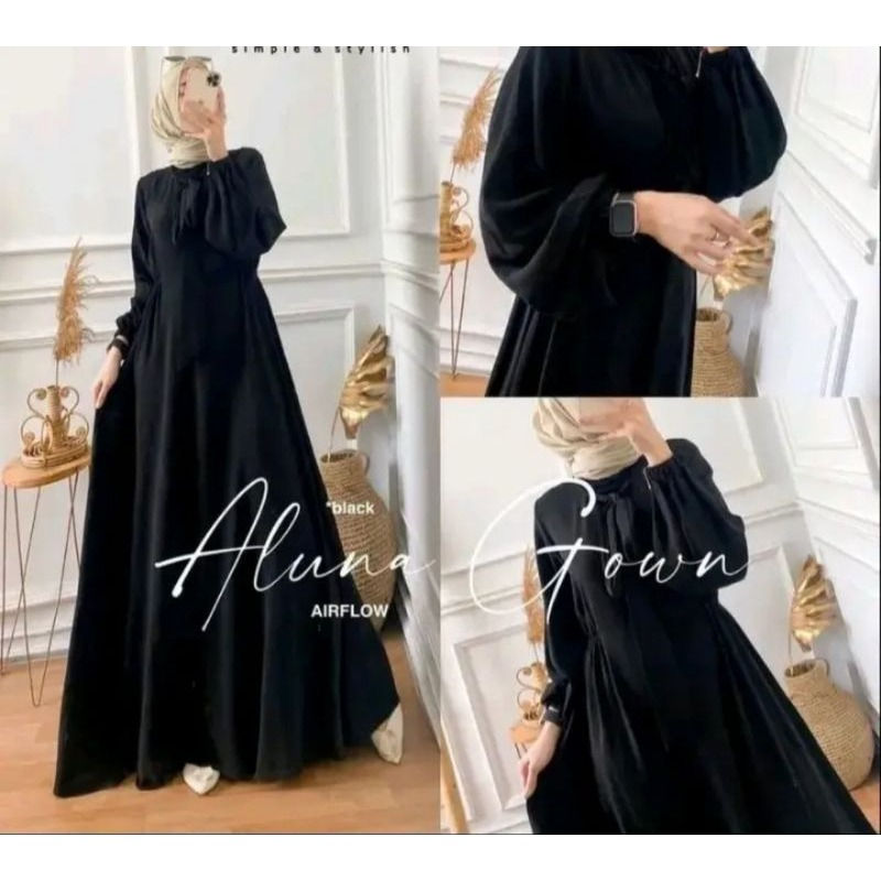 ALUNA GROW DRESS CRINCLE // GAMIS MUSLIMAH CRINCLE AIRFLOW