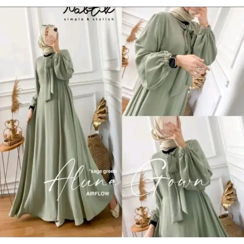 ALUNA GROW DRESS CRINCLE // GAMIS MUSLIMAH CRINCLE AIRFLOW