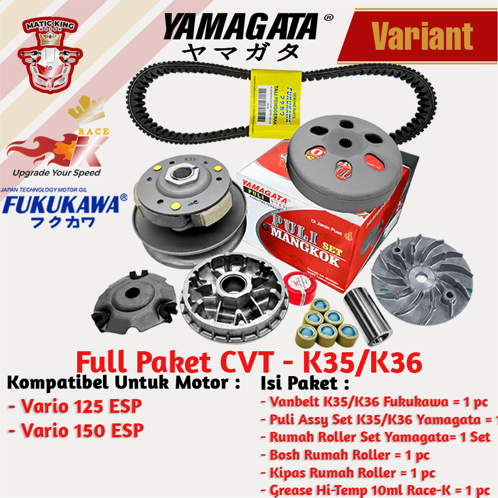 Paket Full Upgrade CVT Honda Beat Vario Scoopy Spacy Genio Deluxe 110/125/150/160 Fi eSP LED POP Street Yamagata Fukukawa Thailand